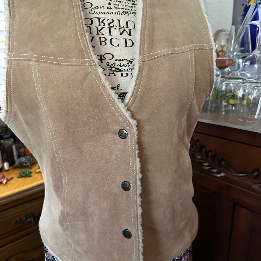 Nordstrom Tan Suede Shearling Vest